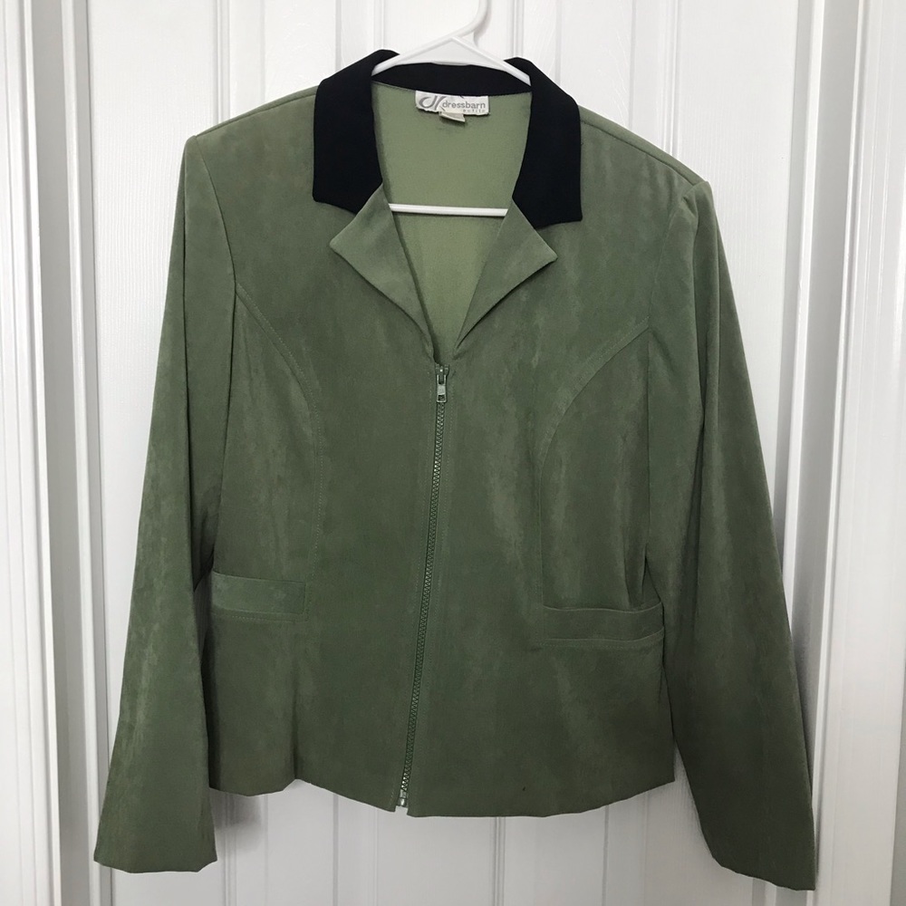 Vintage Dress Barn Green Zip Up Blazer - PERFECT!